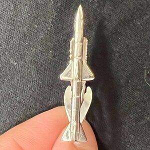Vintage Robbins Co. Attleboro Silver Tone Tie Clip Rocket / Missile Design 1960s